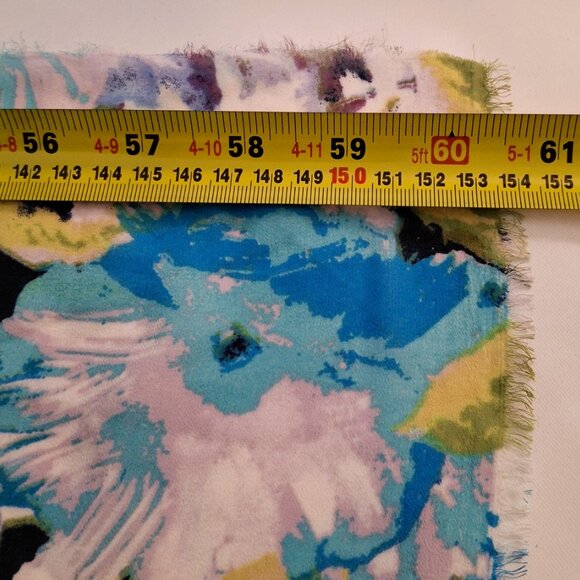 Fabric - Sheer Flowing Chiffon Aqua Floral Print, One Piece, 1.1yd x 60in - Picture 7 of 9